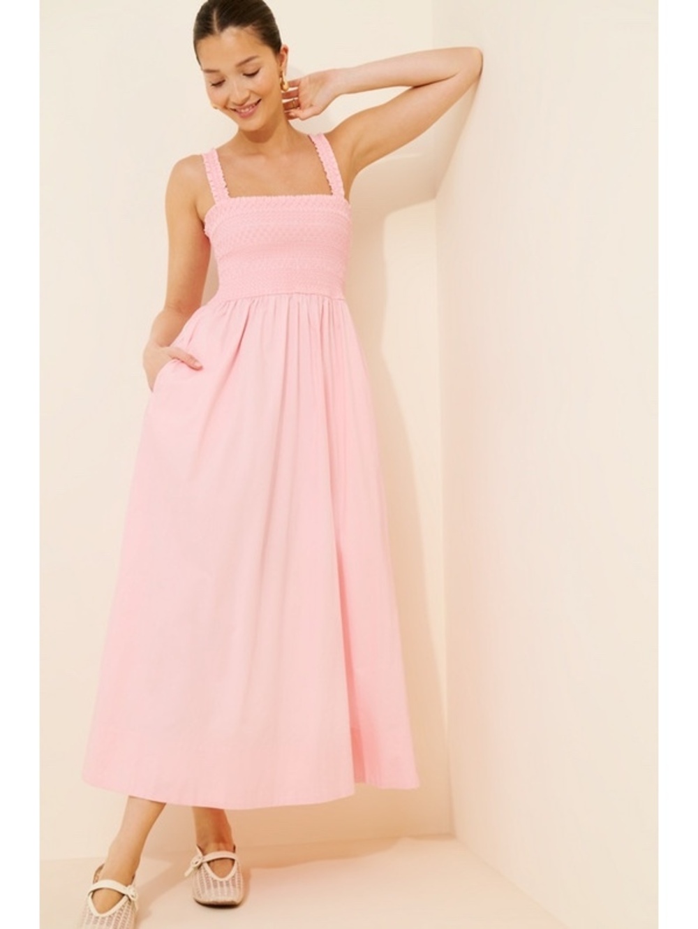 PISTOLA Genevieve Smocked Midi Dress